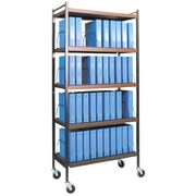 OMNIMED Std Vertical Open Chart Rack 3 Shelves 40 Binder Capacity in Woodgrain 260004-WG